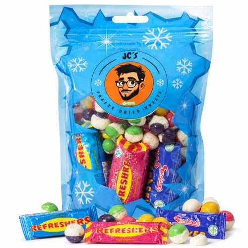 JCs Freeze Dried Sweets Crunchy Halal Freeze Dried Candy & Fruit | Sweet & Sour Dry Sweets | Freezy Sweet Bundle | Blue Mix