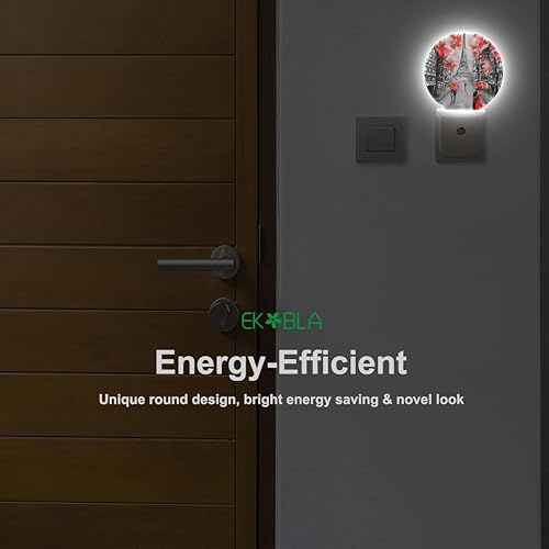 Miniatura 5 de EKOBLA París - Luz nocturna LED de torre Eiffel, paraguas rojo, para parejas, amantes del beso de Francia, lámpara de noche de calle para el hogar,