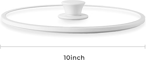 Miniatura 2 de CAROTE Tapa de silicona de 10 pulgadas para ollas, sartenes y sartenes, tapa de olla con borde de silicona resistente al calor y vidrio templado,