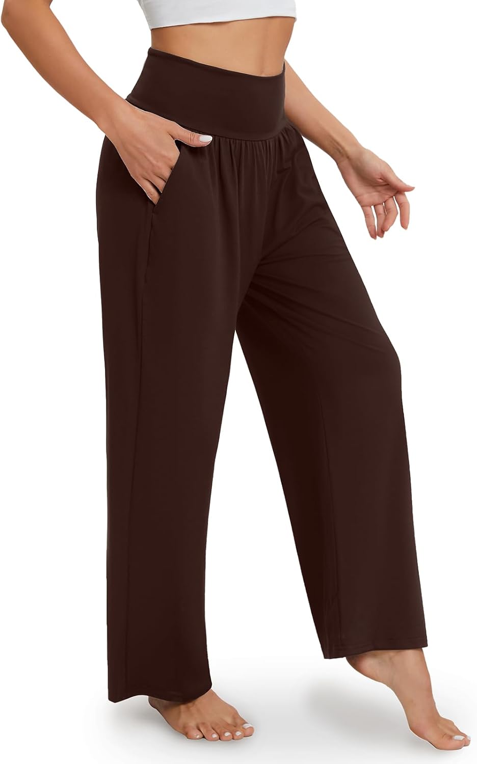 Gracyoga Wide Leg Yoga Pants for Women Casual Loose Cozy Sweatpants High Waisted Lounge Pajama Flowy Pants With Pockets - Image 2