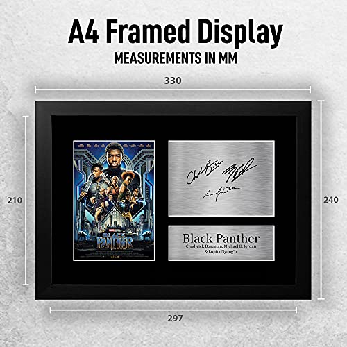 HWC Trading GEVOERDE Zwarte Panter Gift Gesigneerd A4 Gedrukt Handtekening Chadwick Boseman Michael B. Jordan Lupita… - Afbeelding 3