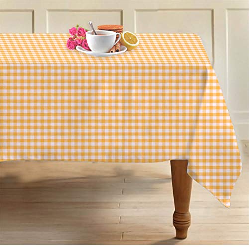 Image of AIRWILL , 100% Cotton Self Designed 4 Seater Table Cloth, Pack of 1 Pc., Square, Yellow