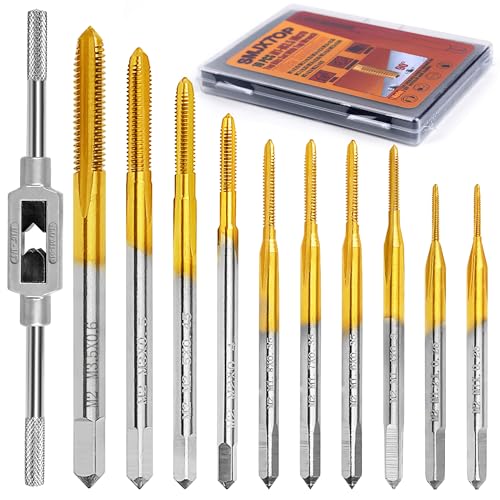 10pcs Micro Metric Taps Bits Set with 1Pc Tap Wrench for Metal M1-M3.5