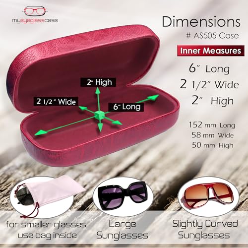 Image of Extra Large Hard Shell Sunglasses Case for Large Rectangular Frames, Eyeglass Case with Pouch & Cloth