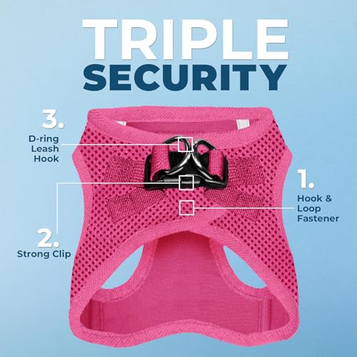 Image of Voyager Step-in Air All Weather Mesh Harness and Reflective Dog 5 ft Leash Combo Neoprene Handle, for Small, Medium and Large Breed Puppies by Best Pet Supplies - Fuchsia (Matching Trim), S