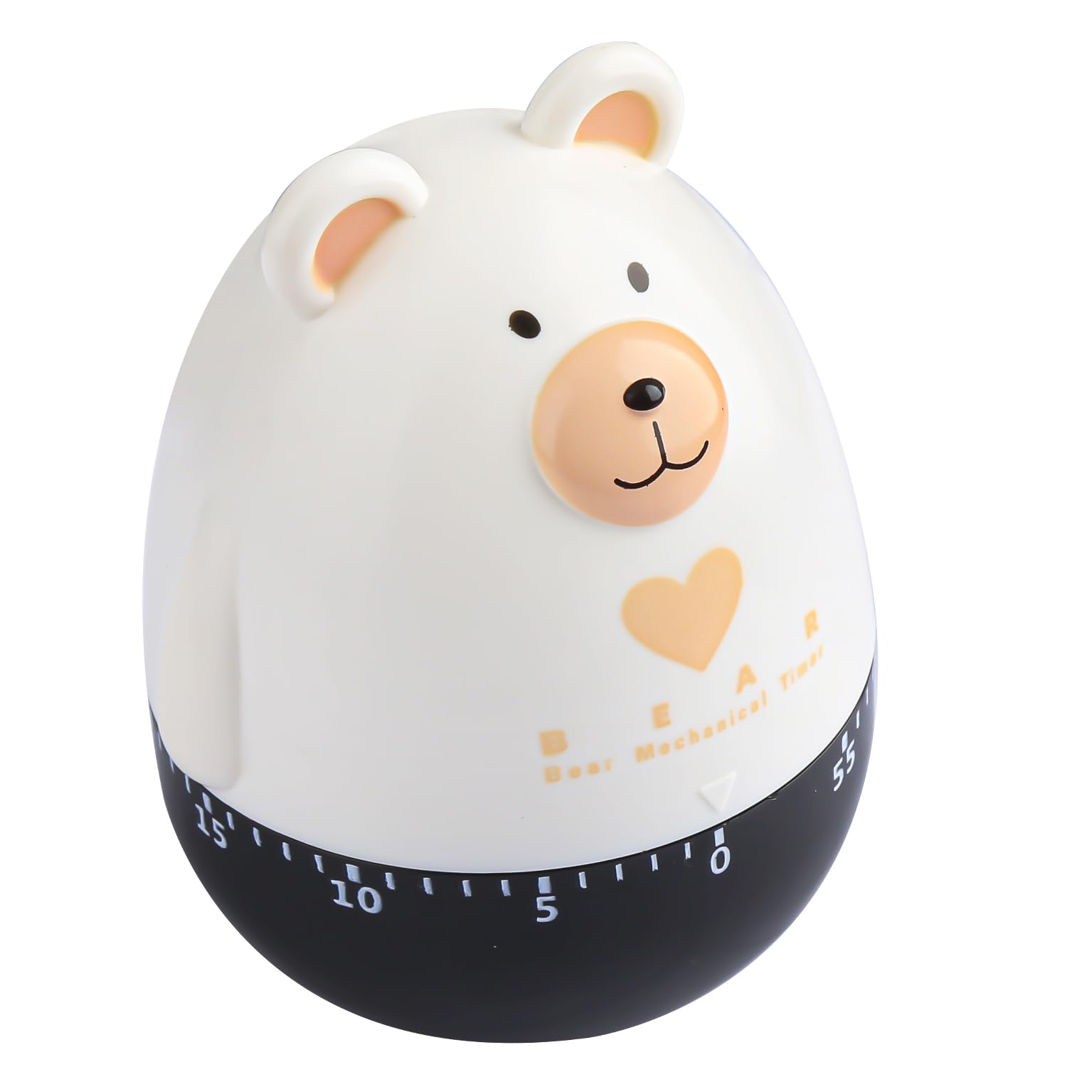 Rumyve White Mechanical Kitchen Timer,Cute Cartoon Animal Alarm Cooking Timer,Manual Time Manager Countdown Timer Reminder For Cooking Baking Learning Sports