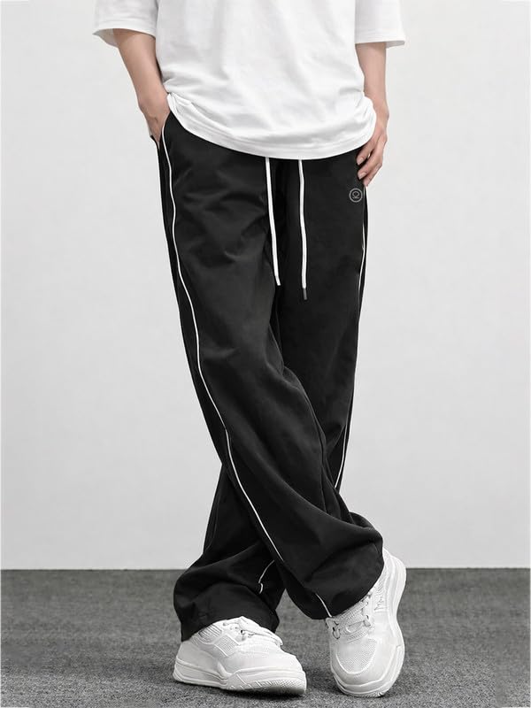 Image of CHKOKKO Men's Relaxed Track Pants for Gym Workout Running Casual Wear Sports Lower with Pockets Adjustable Drawstring Waist Lightweight Quick Dry Activewear Fitness