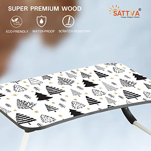 Image of Sattva Multipurpose Printed Laptop Table | Study Table | Bed Table | Foldable and Portable | Wooden Table | Writing Desk | Portable Non Slip Legs Table Black Forest