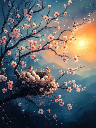 Sunset Diamond Art Kits for Adults, 5D Diamond Painting Kit for Beginners Bird, Easy DIY Arts and Crafts for Adults, Full Drill Cross Stitch Embroidery, Room Decor, Gifts for Women 20x26in Z-9487