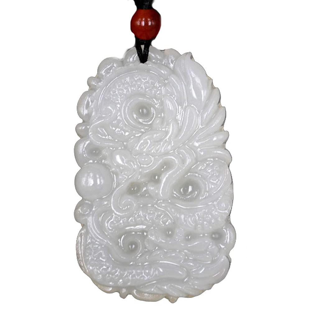 Collier pendentif dragon jade naturel véritable, amulette porte-bonheur et accessoire de mode