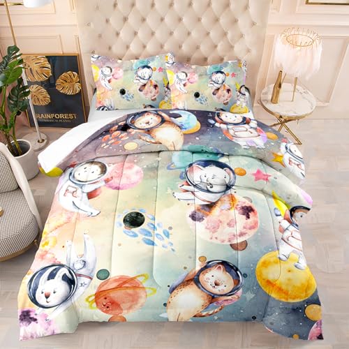 Relleno Nordico Cama 180 Animal Astronauta Amarillo Relleno Nordico 4 Estaciones Cómodo Transpirable Duvet con Fundas de Almohada Edredon Cama 180 Suave Lavable Edredón Nórdico 228x228 cm