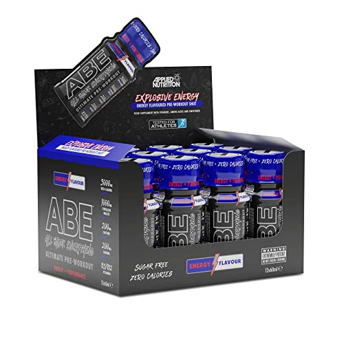 Applied Nutrition ABE Pre Workout Shot - All Black Everything Pre Workout Energy Shots Physical Performance with Citrulline Beta Alanine Caffeine (Box 12 Units x 60ml) (Energy Flavour)