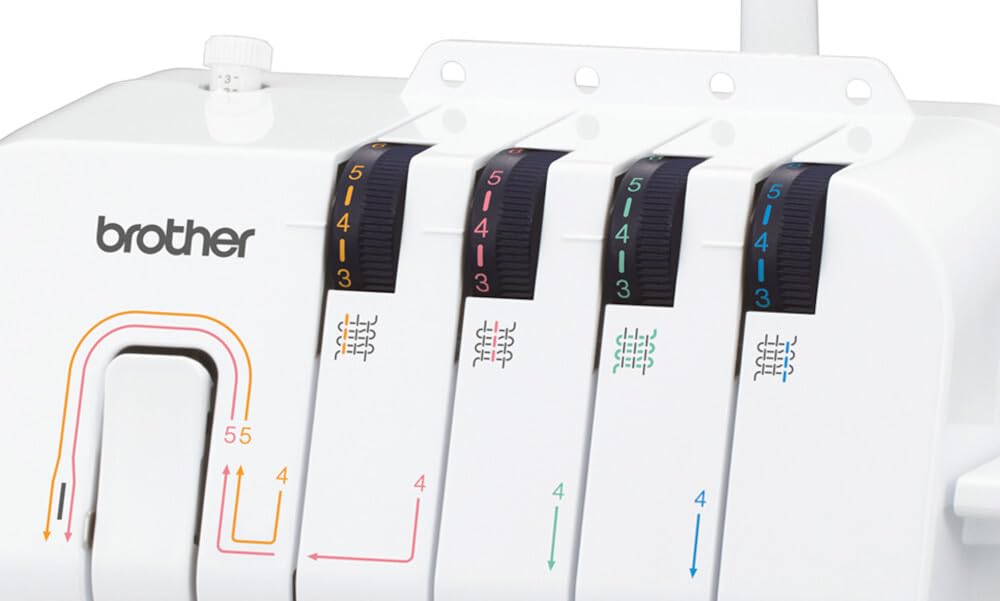 Brother 1334DS Macchina Tagliacuci con Differenziale, Taglia e Cuce anche per Principianti, Overlock a 3 e 4 fili, 10 Punti di Cucito per Cucire Tessuti, Cucitura Professionale, Braccio libero