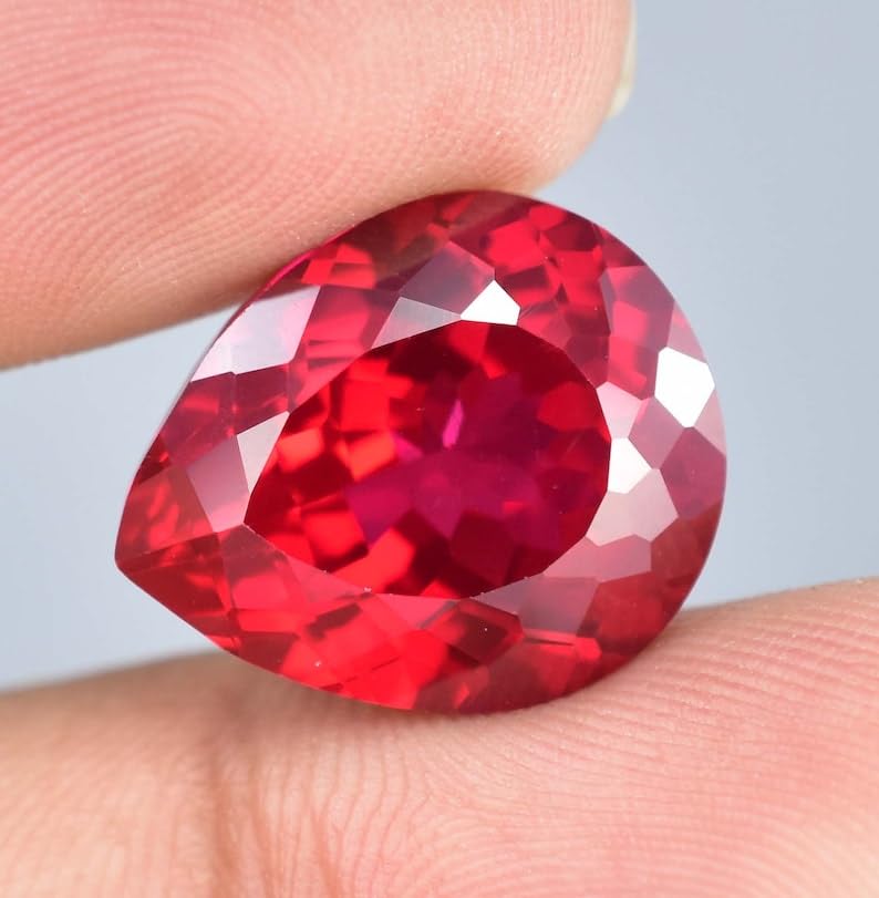 Rubis naturel 18x15mm en poire pour création de bague et pendentif artisanal - 4