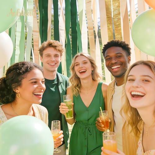 Image of AOBKIAT Wedding Party Decorations, 5 Rolls Olive Green Khaki Crepe Paper Streamers for Green Boho Wedding, Birthday, Bridal /Baby Shower
