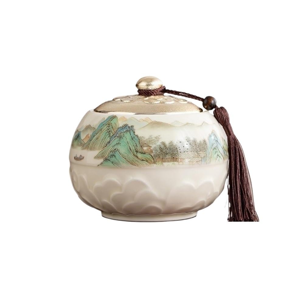 ZengL263NgS tea canister Chinese Tea Canister With Sealed Lid 700ml Ceramic Storage Tin For Kitchen Counter, Pantry, Decorative Jar Kitchen Organisation