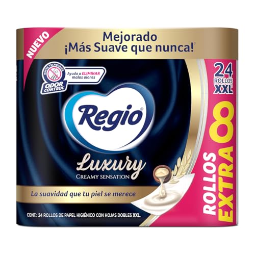 Productos De Papel Para El Hogar, Video On Demand Regio Luxury Creamy Sensation Papel Higiénico con Hojas Dobles XXL, 16 rollos + 8 de regalo
