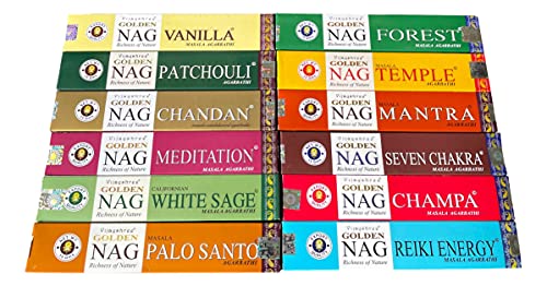 Nature's Spirit Golden Nag Champa-Vijayshree Lot de 12 boîtes de bâtonnets d'encens de qualité supérieure Cover
