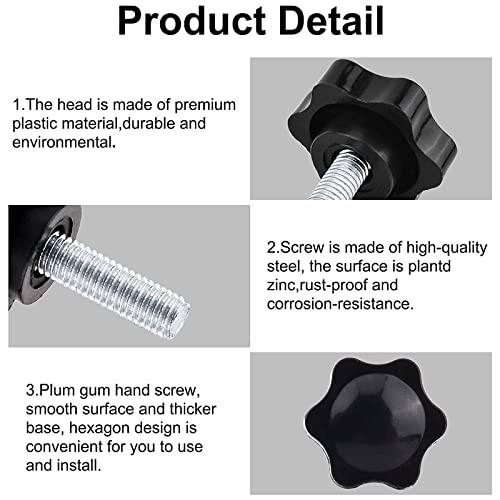 Increway M8 X 30Mm Male Thread Knurled Clamping Knobs Grip Thumb Screws, Carbon Steel Standard Coarse Threads Clamping Rosette Knobs, Black,12Pcs #TOP3