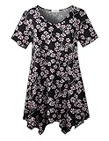 LARACE Plus Size Tops for Womens Summer Clothes Short Sleeve Shirts Casual V Neck Tunic Asymmetrical Blouses