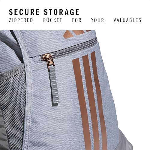 Image of adidas Alliance Sackpack - Drawstring Backpack Small Bag for Men and Women, 3 /Twill Grey /Rose Gold /Grey, One Size, Alliance Sackpack - Drawstring Backpack for Sports, Small Gym Bag