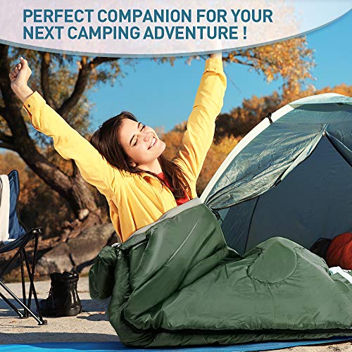 Forbidden Road Backpacking Sleeping Bag - 3 Season Warm & Cool Weather, Portable Single Sleep Bag Lightweight Water Resistant Semi Envelope For Camping Hiking Backpacking - Compression Bag Included #TOP1