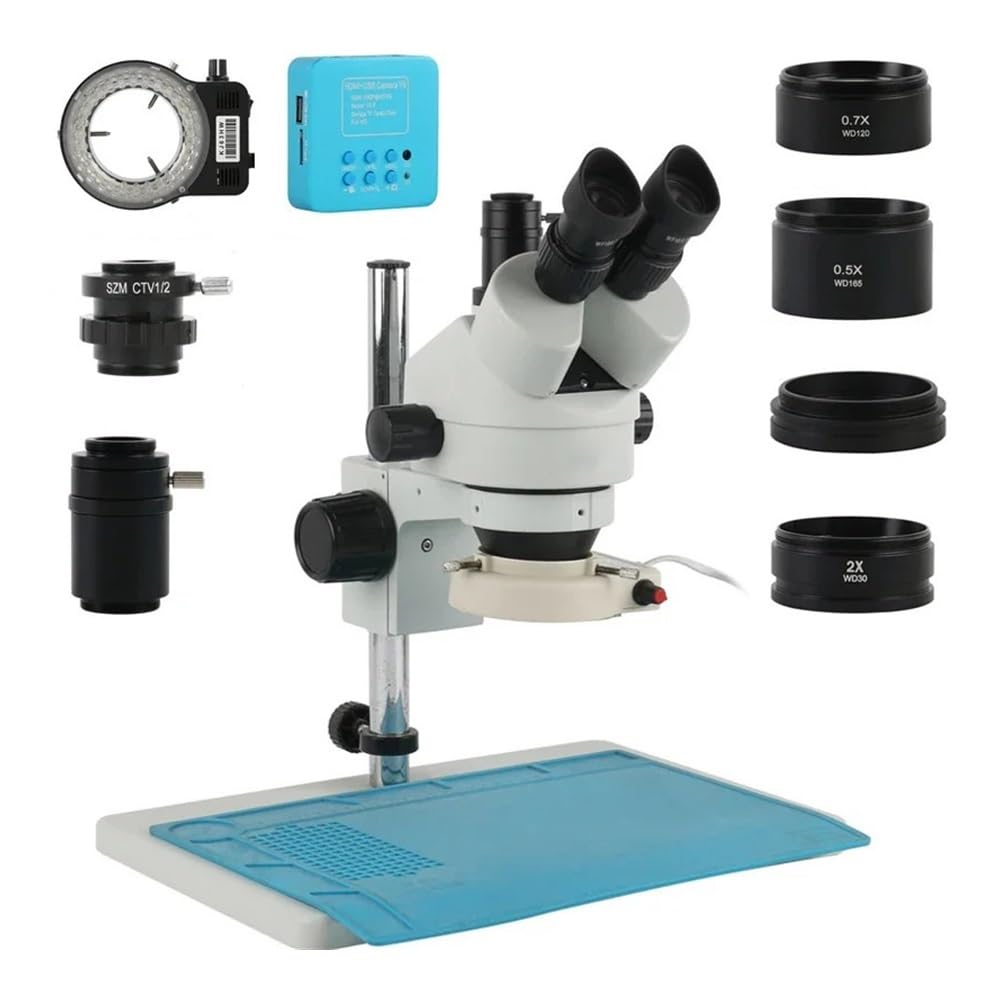 Microscope 3.5X-90X Trinocular Microscope Stereo Microscope +1080P 48mp 50mp HDMI USB VGA Video Camera 0.5X 2.0X Auxilliary Objective(20MP HDMI USB)
