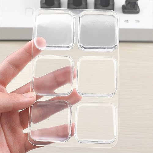 Juego de protectores de pared cuadrados transparentes para puerta, 6 piezas de goma suave para manija de puerta con fuertes autoadhesivos y