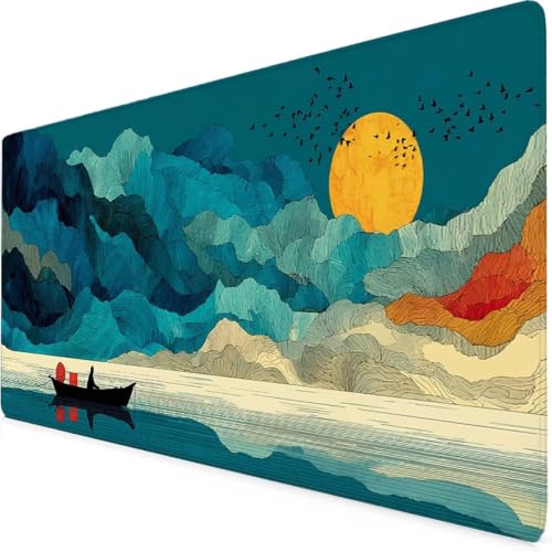 Tapis de souris XXL turquoise 80x40 cm grand format antidérapant pour bureau