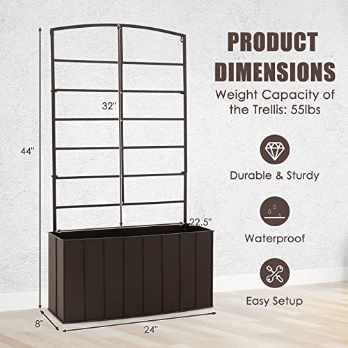 Giantex Raised Garden Bed With Trellis, 44” Elevated Garden Planter Box, Indoor Outdoor Free Standing Plant Raised Bed, Vertical Container Bed With Lattice For Plants Flowers Climbing Or Pot Hanging #TOP4