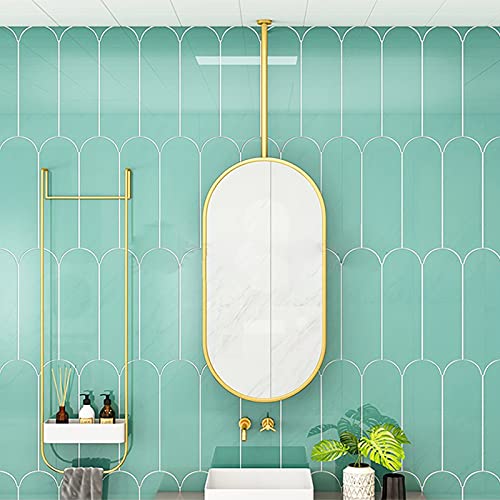 Espejo ovalado colgado de techo, con estructura de metal y espejo de baño flotante de pluma para el hogar o en el hotel Vanity Maquillaje espejo Dorado creativo espejo decorativo ( Size : 50cmx70cm ) Cover