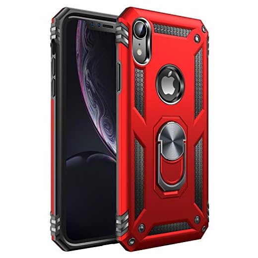 iPhone XR Case [ Military Grade ] 15ft. Drop Tested Protective Case | Kickstand | Compatible with Apple iPhone XR- Red