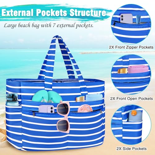 Image of HUANLANG Extra Large Beach Bag Waterproof Beach Totes Bags for Women Men,Pool Bag with Zipper Wet Pocket