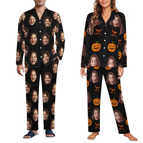 RoPox Pijama para Unisex Paquete,Diseños Personalizados con Caras de Personas y Mascotas, per Relax o da Notte, con Tasche, Pantalones de Pijama para Hombre y Mujer