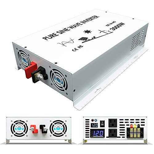 WZRELB DC to AC Converter Off Grid Pure Sine Wave Power Inverter Generator (3000w 12v 120v)