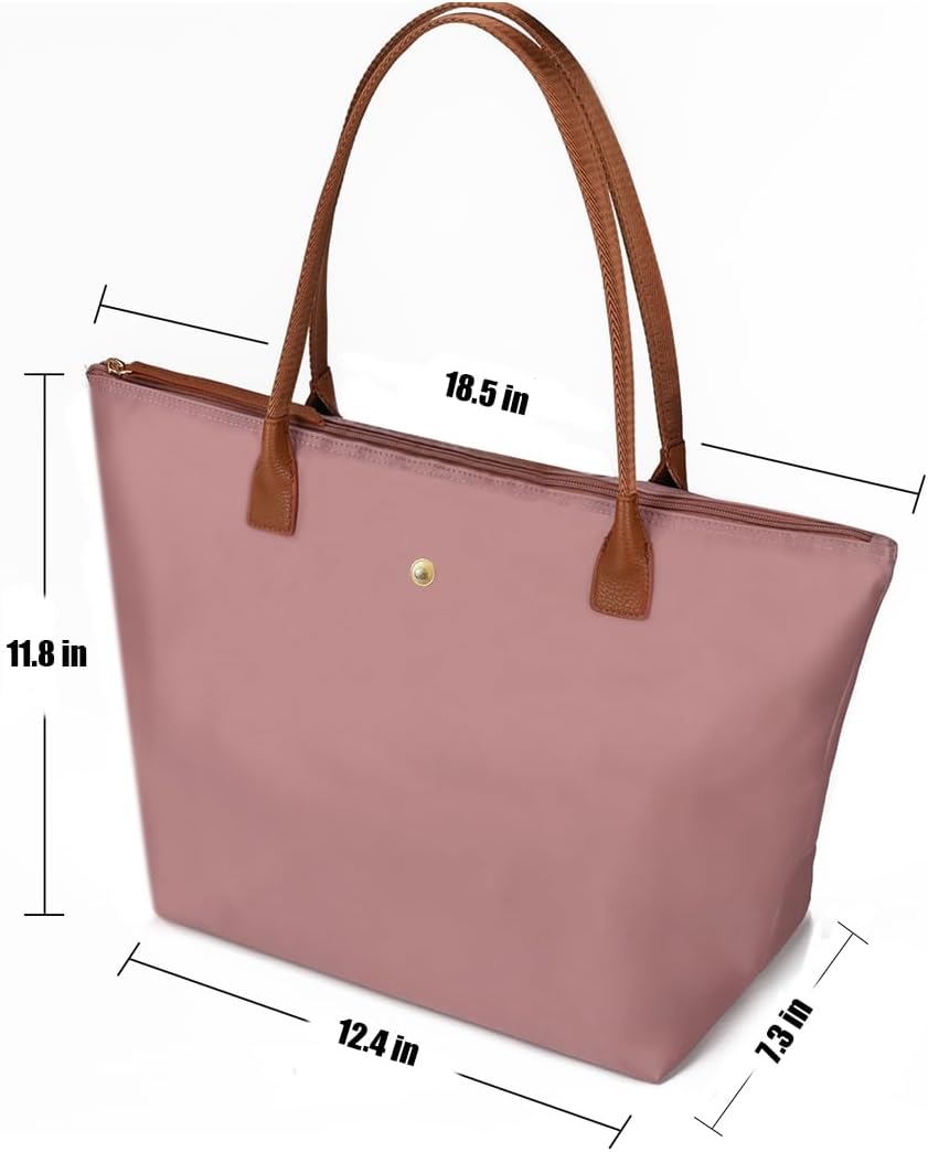 GM LIKKIE Women's Foldable Nylon Tote Bag, Lightweight Shoulder Purse with Top Handle, Spacious Hobo Bag for Work and Travel