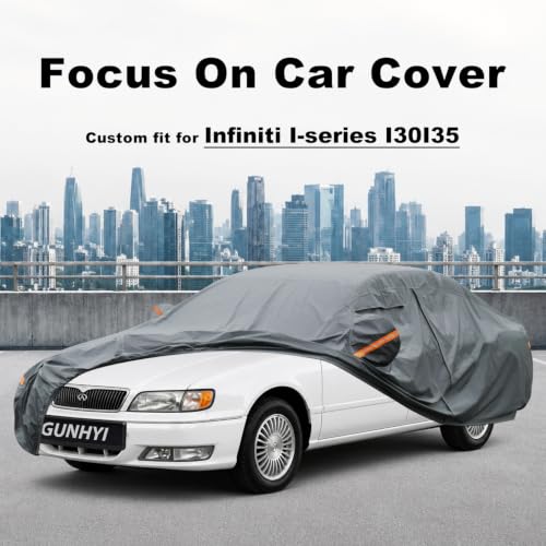 Image of GUNHYI Premium Car Cover Custom Fit Infiniti I-Series I30 /I35, 16 Layers Heavy Duty Car Cover Waterproof All Weather with Zipper Door for Sun Rain Snow Dust Uv Protection