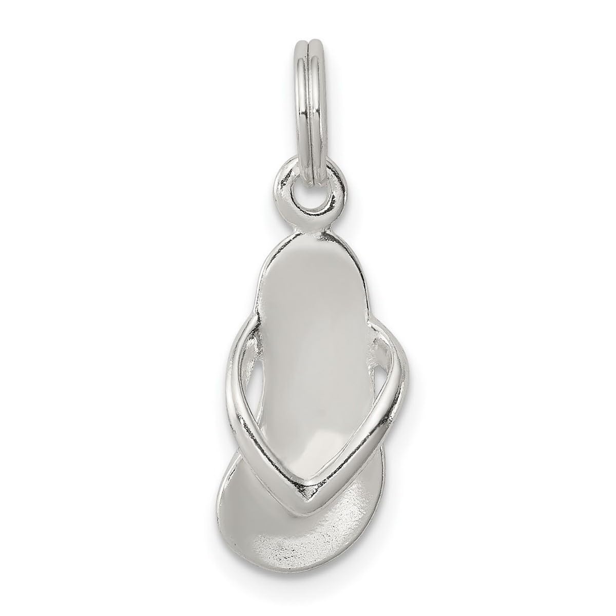 925 Sterling Silver Flip Flop Charm Pendant - 19x8mm - Summer Sandal Pendant - Flip Flop Necklace for Women