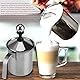 Schaumbereiter, Edelstahl-manueller Milchaufschäumer, manuell betriebener Milchschaum-Maker, mit doppeltem Schaumbildschirm, für Cappuccino Kaffee Latte heiße Schokolade (400ML)