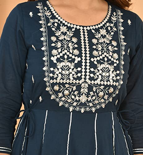 Image of Kaajh Women's Cotton Embroidered Ethnic Dress