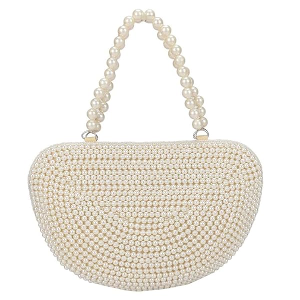 Women's Tote Pearl Clutch Cutest Vintage Style Pearl Tote Wrist Bag Evening Clutch Purse Women's Multicolour Stone Tote Clutch - Image 3
