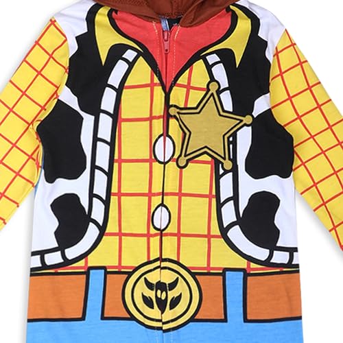 Disney Toy Story Woody or Buzz Lightyear Boys’ Hooded Romper for Newborn, Infant and Toddler – Blue/Yellow or White2