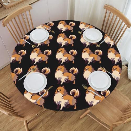 Nappe ronde dessin animé Poméranie imperméable lavable table 120 cm - 4