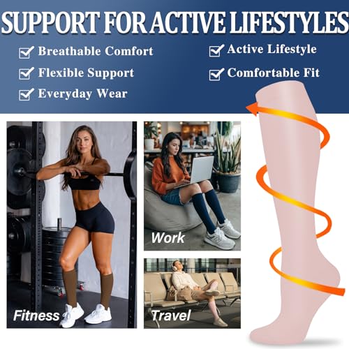 Image of Sooverki Compression Socks for Women and Men Circulation (3 /4 Pairs) is Best Support for Running Athletic Cycling Hiking