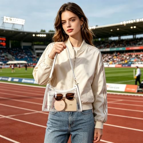 Image of Clear PU Shoulder Purse Bag for Stadium Events and Concert or Sports