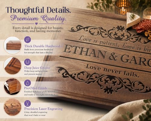 Tabla de cortar personalizada para bodas de madera miniatura 4