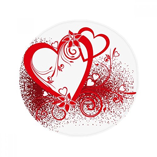 Tapis Saint-Valentin blanc coeurs rouges cadeau de décoration rond