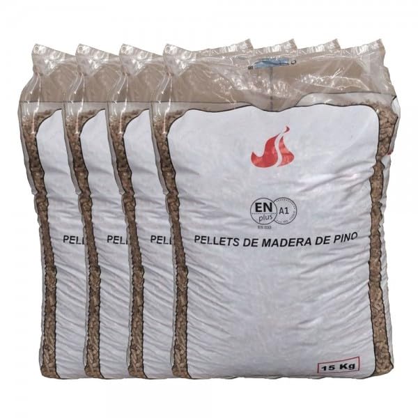 Sacos de Pellets Din Plus A1 15kg de madera 100% conífera 100% natural, para estufas y calderas de biomasa 6mm – HP5
