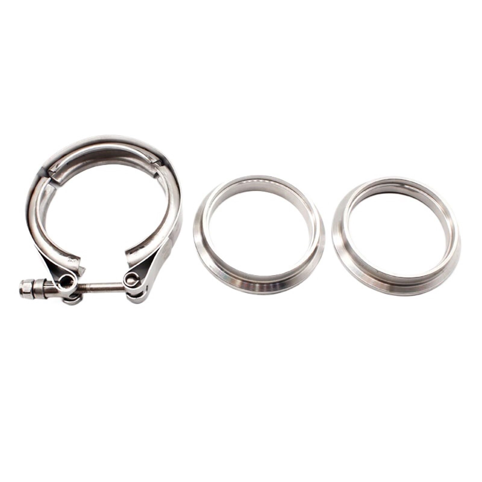 Collier de serrage pour tuyau d'échappement Kit de bride serrage en V acier inoxydable, plusieurs tailles argentées for tuyaux d'échappement(3.5 inch kit)