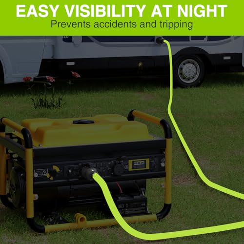 Image of Nilight 25FT 30Amp Generator Extension Cord 125V Heavy Duty 10 /3 Gauge Pure Copper STW Wire UL ETL Listed 4 Prong L14-30P L14-30R Weatherproof Suit for Camper Outdoor Use Bright Green